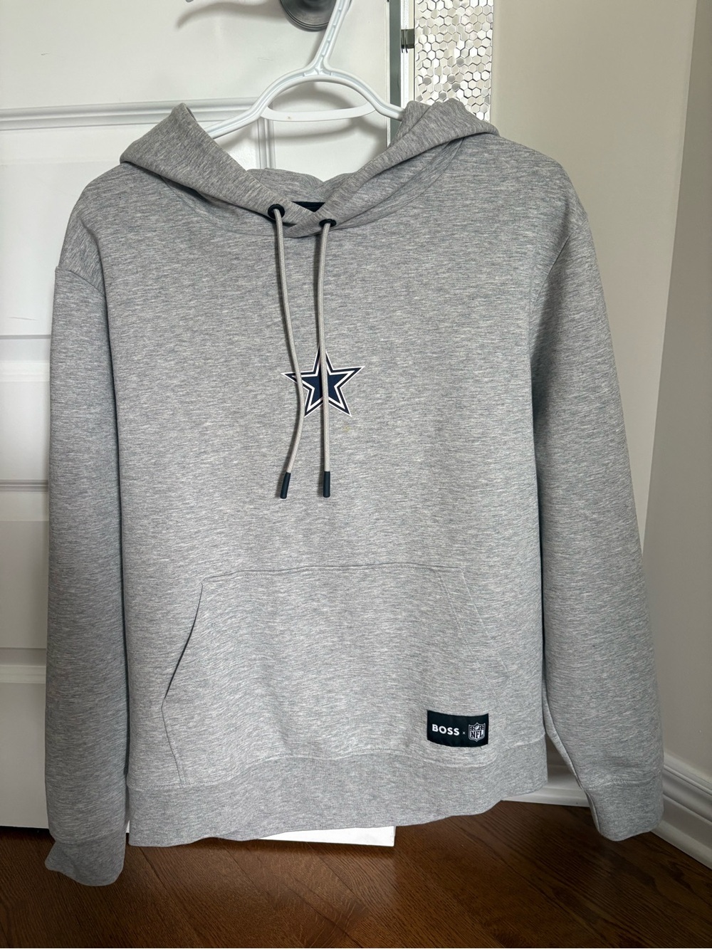 Boss Light Gray Hoodie with Navy Star Accent
